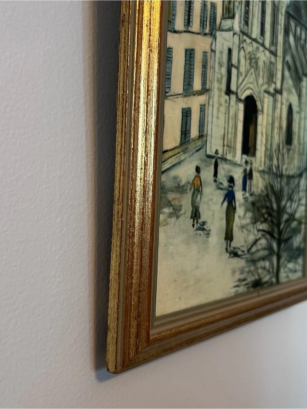Vintage Maurice Utrillo 1939 Eglise De Royan Church Street Scene 22x10 Framed - Picture 4 of 10